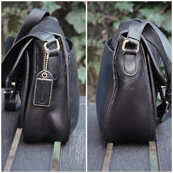 Coach Vintage - Lenox Crossbody Bag 9918, Black + Brass - USA 1980s - Picture 5 of 12